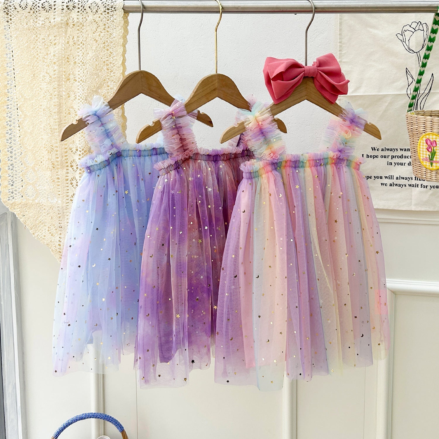 New Design Summer Kids Girls Elegant Fairy Style Sequin Mesh Sleeveless Dress-0