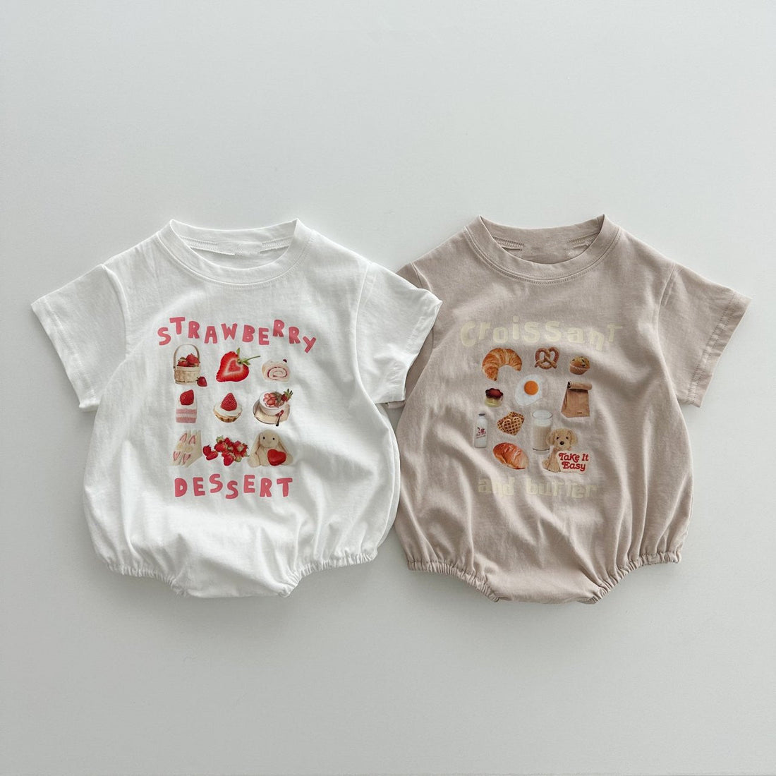 Rabbit Style Print Pattern Round Neck T-Shirt &amp; Onesies-1