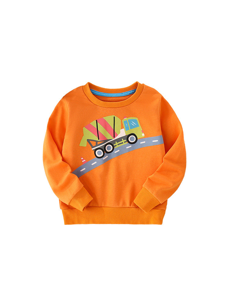 Baby Boy Cartoon Print Pattern Comfy Cotton Pullover-0