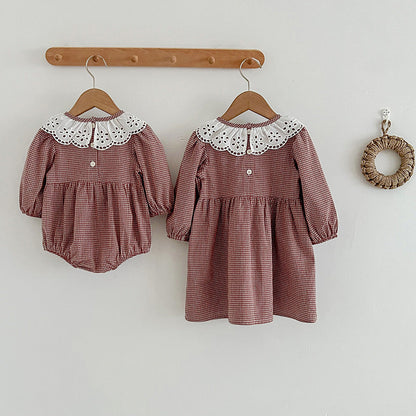 Fashion Lace Collar Long Sleeve Baby Onesies &amp; Girl Dress-1