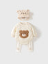 Baby Teddy Bear Cartoon Knitted Onesie With Hat&Fluffy Ball Pants Clothing Set-0