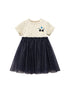 Spring And Summer Baby Girls Short Sleeves Panda Cartoon Polka Dots Chiffon Dress-0