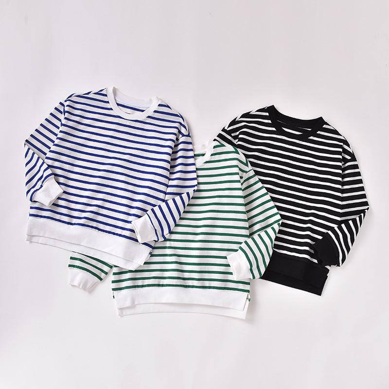 Baby 1pcs Striped Pattern Long Sleeve Pullover Hoodies-0