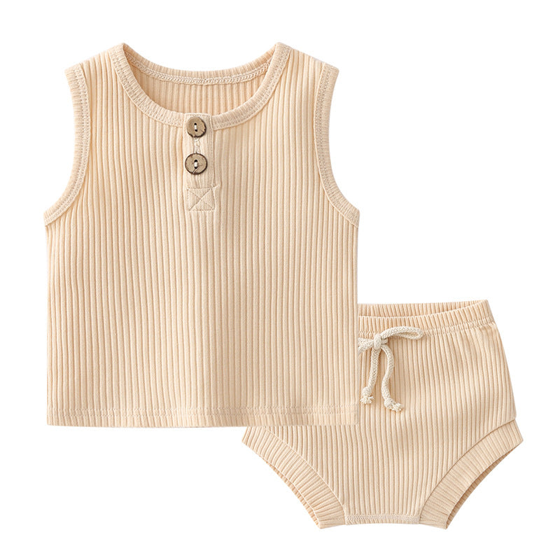 Baby Soft Cotton Sleeveless Vest With Shorts Sets-0