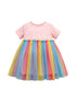 Spring And Summer Baby Girls Short Sleeves Polka Dots Rainbow Chiffon Dress-0