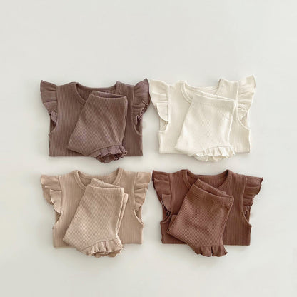 Baby Solid Color Crewneck Tops Sets-1