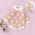 Baby Girl Floral Pattern Big Ruffle Collar Knit Cute Onesies-1