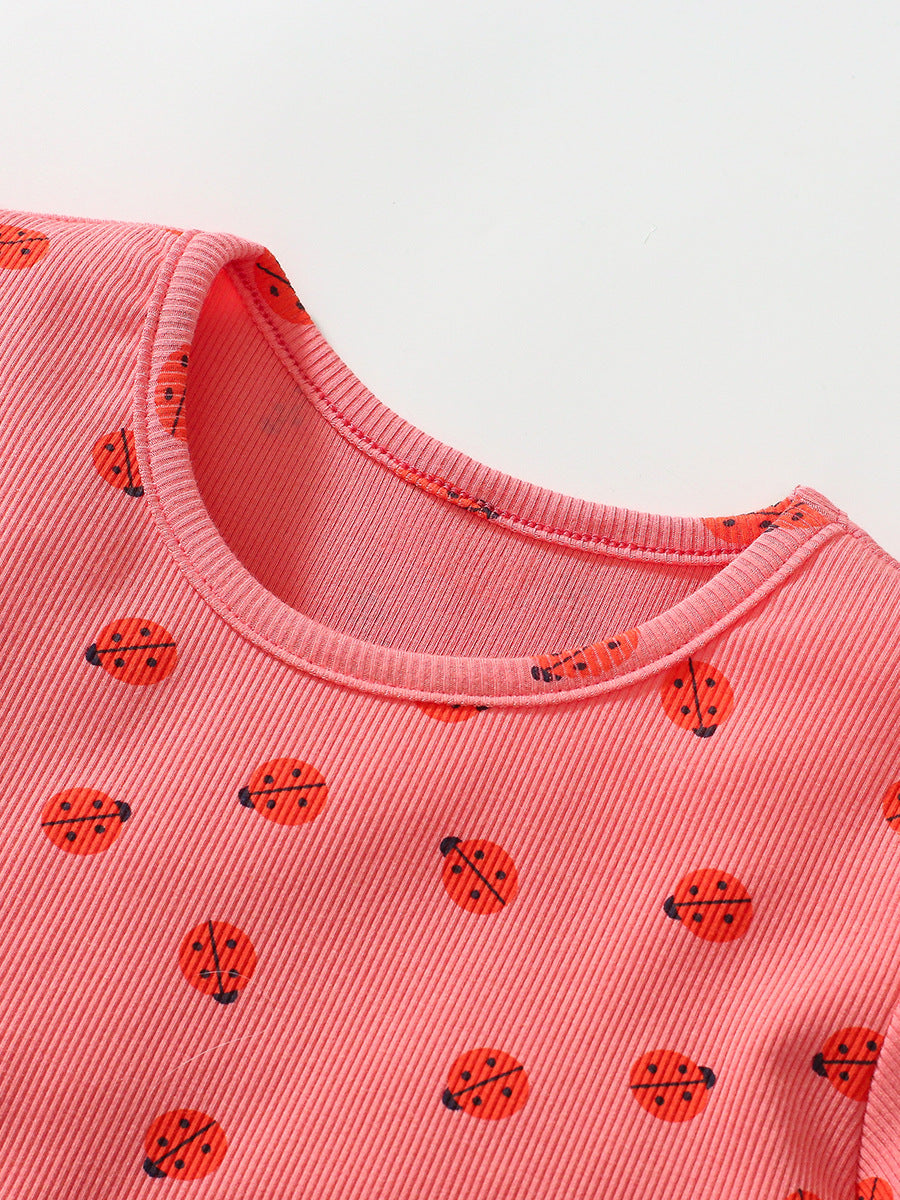 New Arrival Baby Kids Girls Ladybird Print Short Sleeves Dress-2