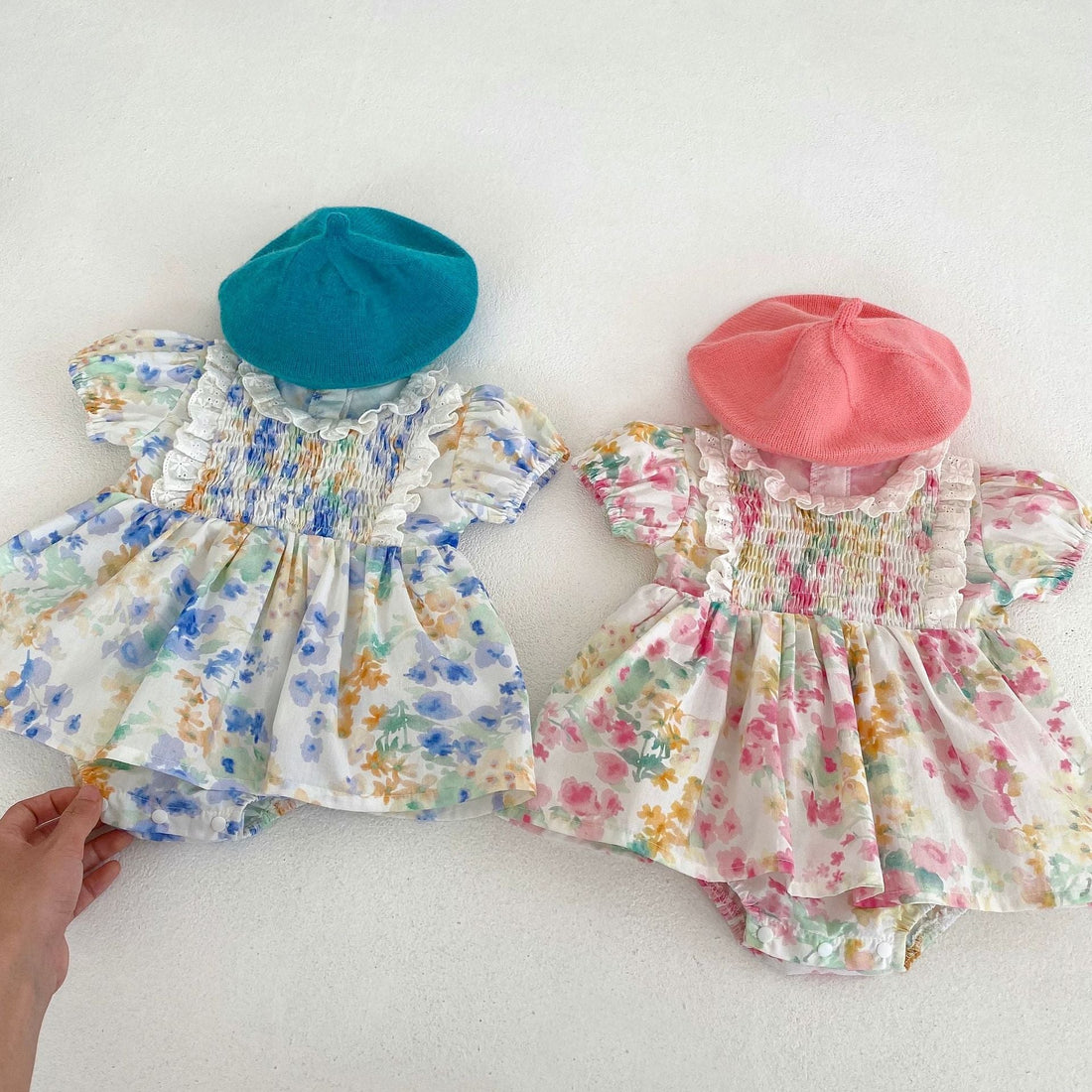 Baby Girl Floral Pattern Loose Summer Onesies Dress-0