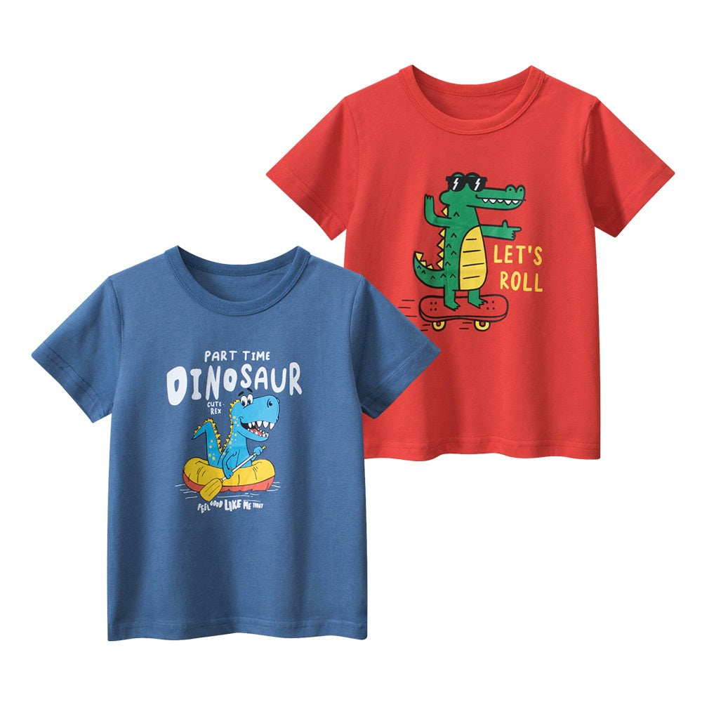 Boys’ Cartoon Pattern T-Shirts Set In European And American Style-0