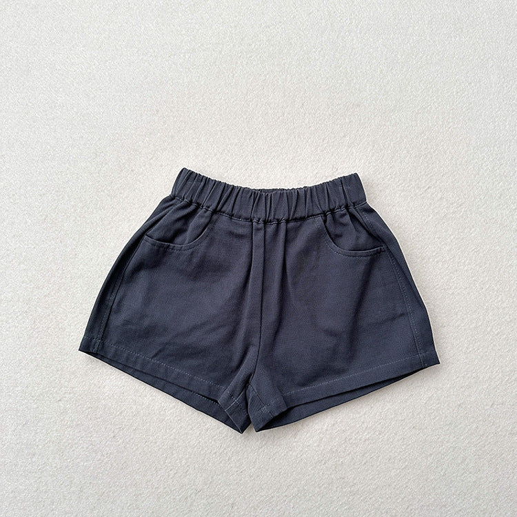 Summer New Arrival Kids Unisex Casual Thin Solid Color Basic Shorts-1