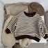 Baby Striped Pattern Long Sleeve Loose Crewneck Pullover Hoodies-1