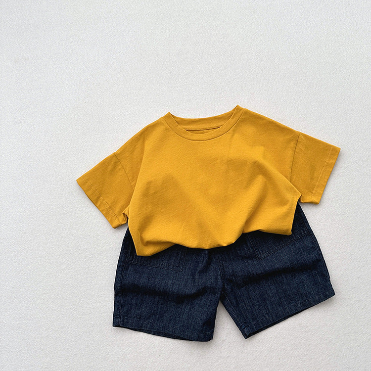 Summer New Arrival Unisex Dark Blue Denim Shorts-0