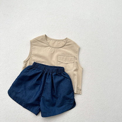 Summer New Arrival Unisex Blue Denim Shorts-3