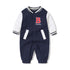 Baby Letter Embroidered Pattern Long Sleeves Baseball Rompers-1