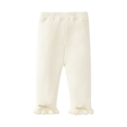 Baby Girl Bow Tie Patched Design Comfy Pants-1