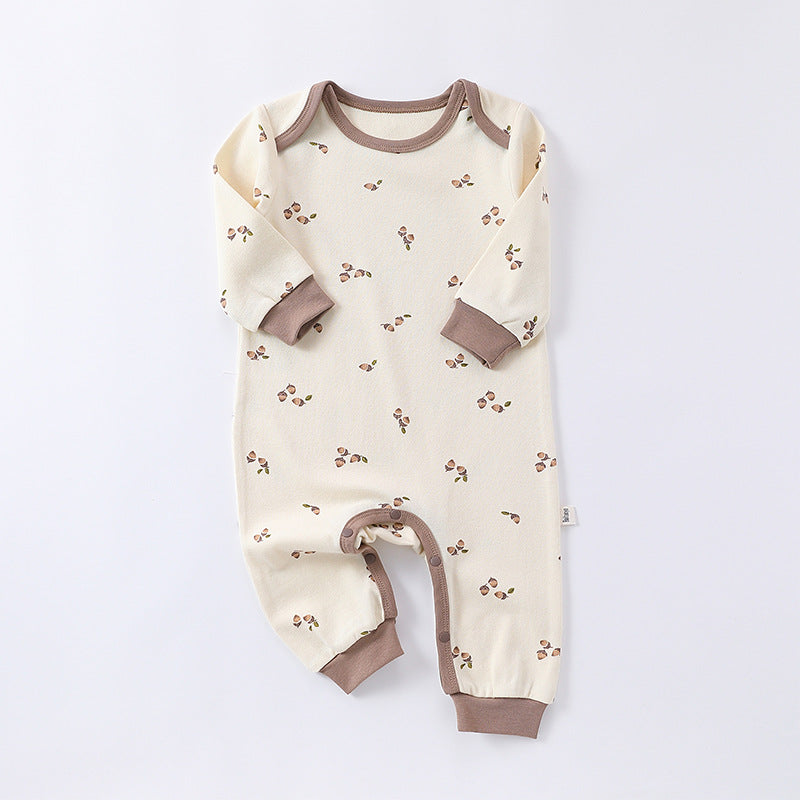 Spring New Arrival Hazelnut Print Crew Neck Comfy Rompers-1