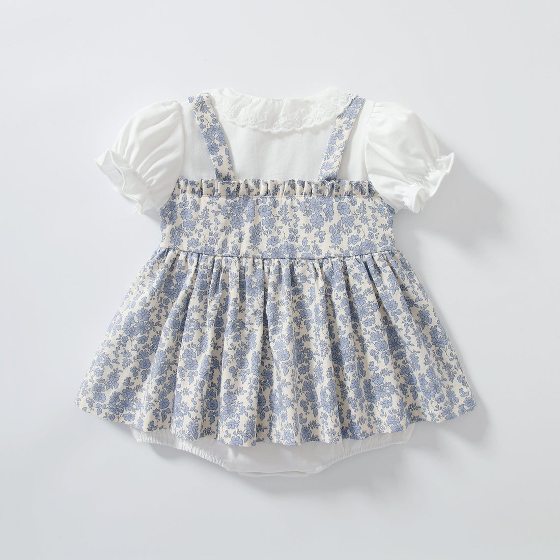 Baby Girl Short Sleeve False Little Floral Print Party Dress-1