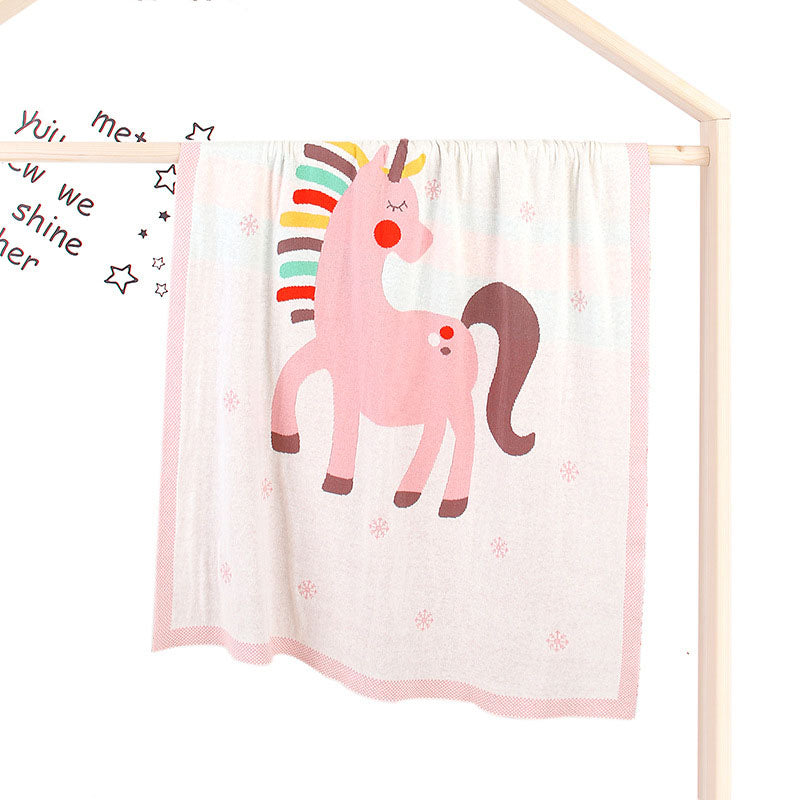 Baby Children’s Unicorn Pattern Contrast Design Air Conditioner Blanket-1