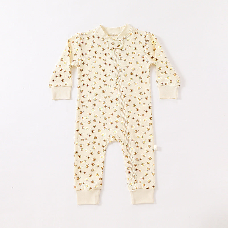 Baby Print Pattern Full Zipper Design Soft Comfortable Romper-1