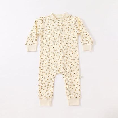 Baby Print Pattern Full Zipper Design Soft Comfortable Romper-1