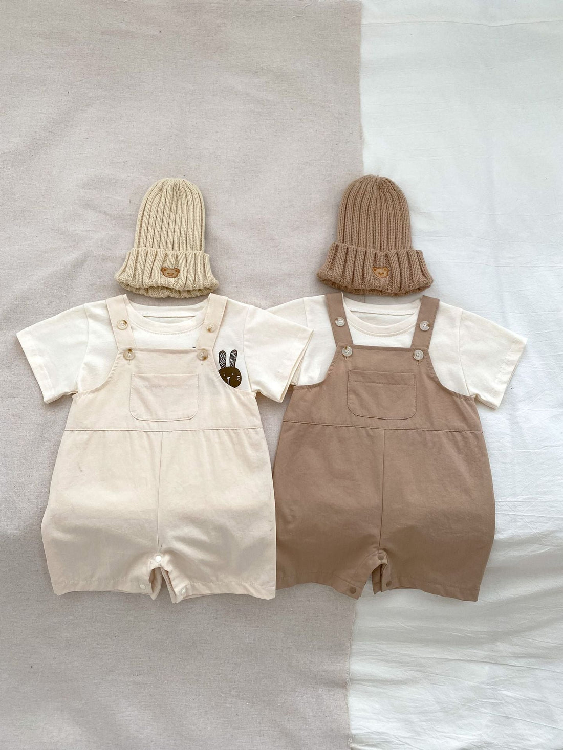 New Arrival Summer Baby Kids Unisex Solid Color Cotton Overalls Onesies-0