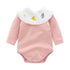 Baby Girl 1pcs Cartoon Embroidered Pattern Ruffle Neck Long Sleeved Triangle Bodysuit-1