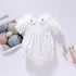 Baby Girl Solid Color Cherry Embroidered Design Puff Sleeved Onesies-1