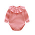 Baby Solid Color Ruffle & Buttoned Design Long-Sleeved O-Neck Onesies-1