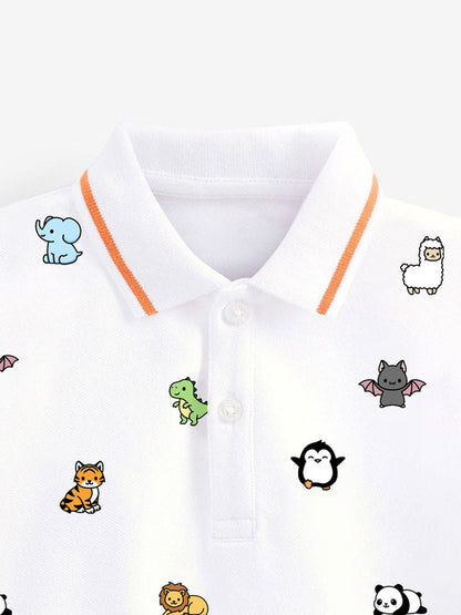 Baby Kids Animals Print Short Sleeves Polo Shirt-2