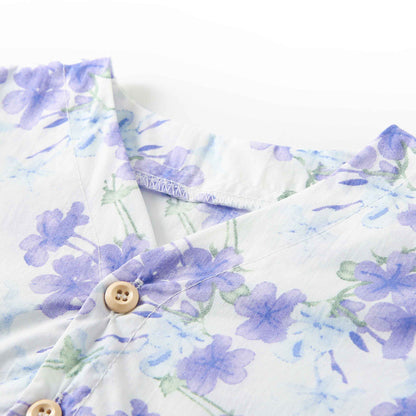 Summer New Arrival Baby Girls Elegant Floral Pattern Short Sleeves V Neck Dress-3
