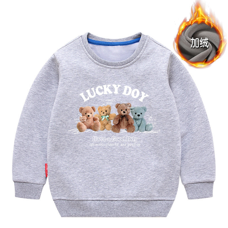 Baby Cute Bear Pattern Crewneck Cotton Hoodies In Autumn-1