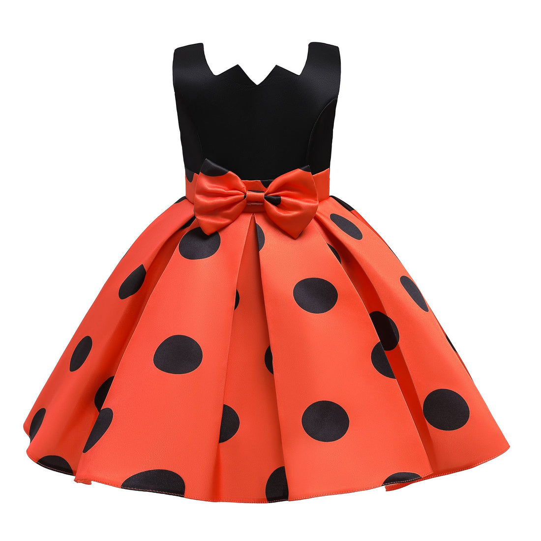 Baby Girl Polka Dot Graphic Sleeveless Performance Evening Dress-1