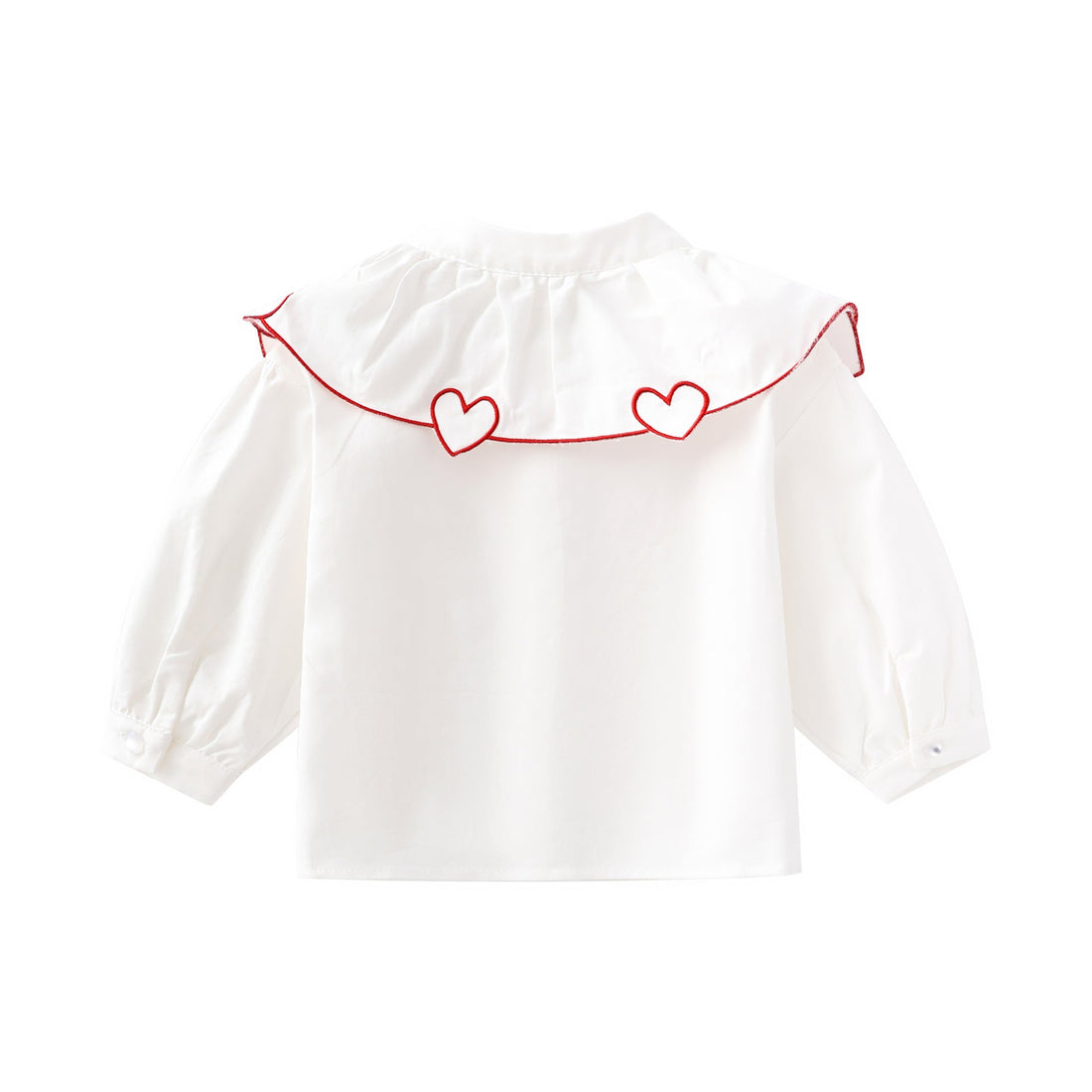 Baby Girl 1pcs Heart Neck Crystal Button Front Design Solid Cotton Shirt-1