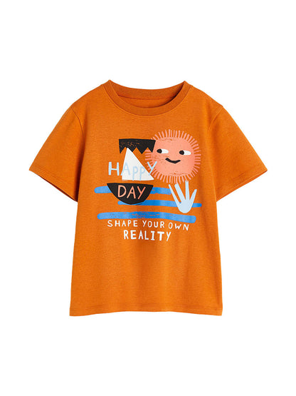 Round Neck Happy Day Cartoon Boys’ T-Shirt In European And American Style For Summer-0