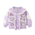 Baby Girl Flower Graphic Mesh Design V-Neck Knit Cardigan-0