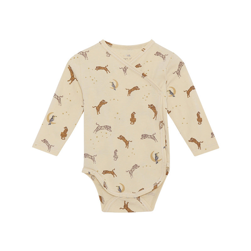 Baby Floral &amp; Animals Graphic Envelope Collar Or Side Opening Design Bodysuit-1