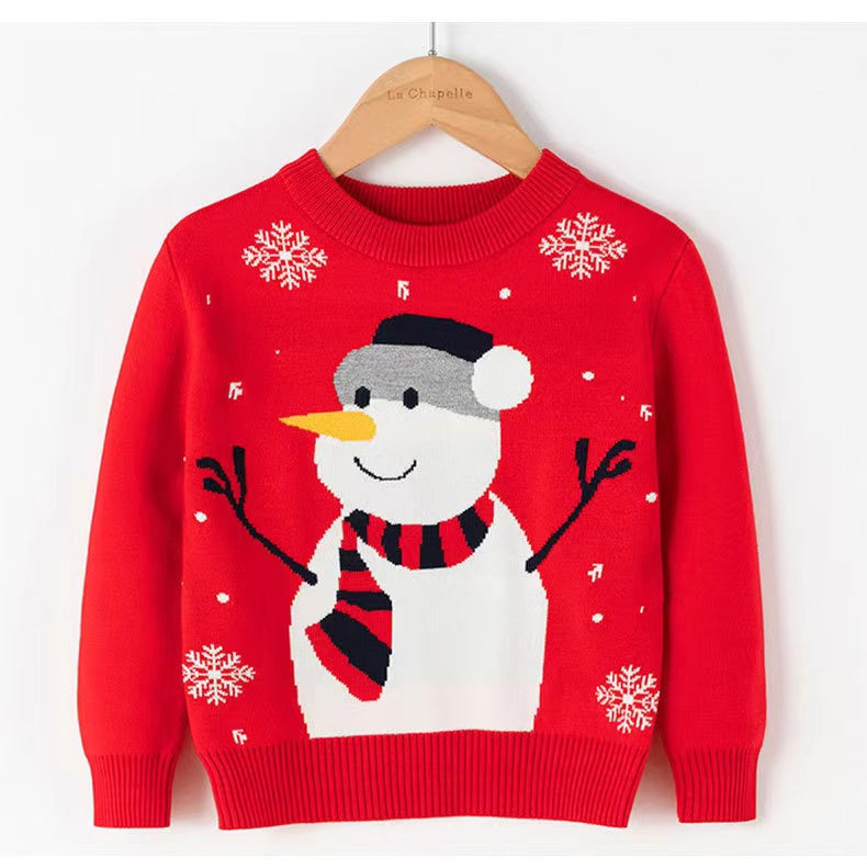 Kids Unisex Snowman Pattern Knitwear-1