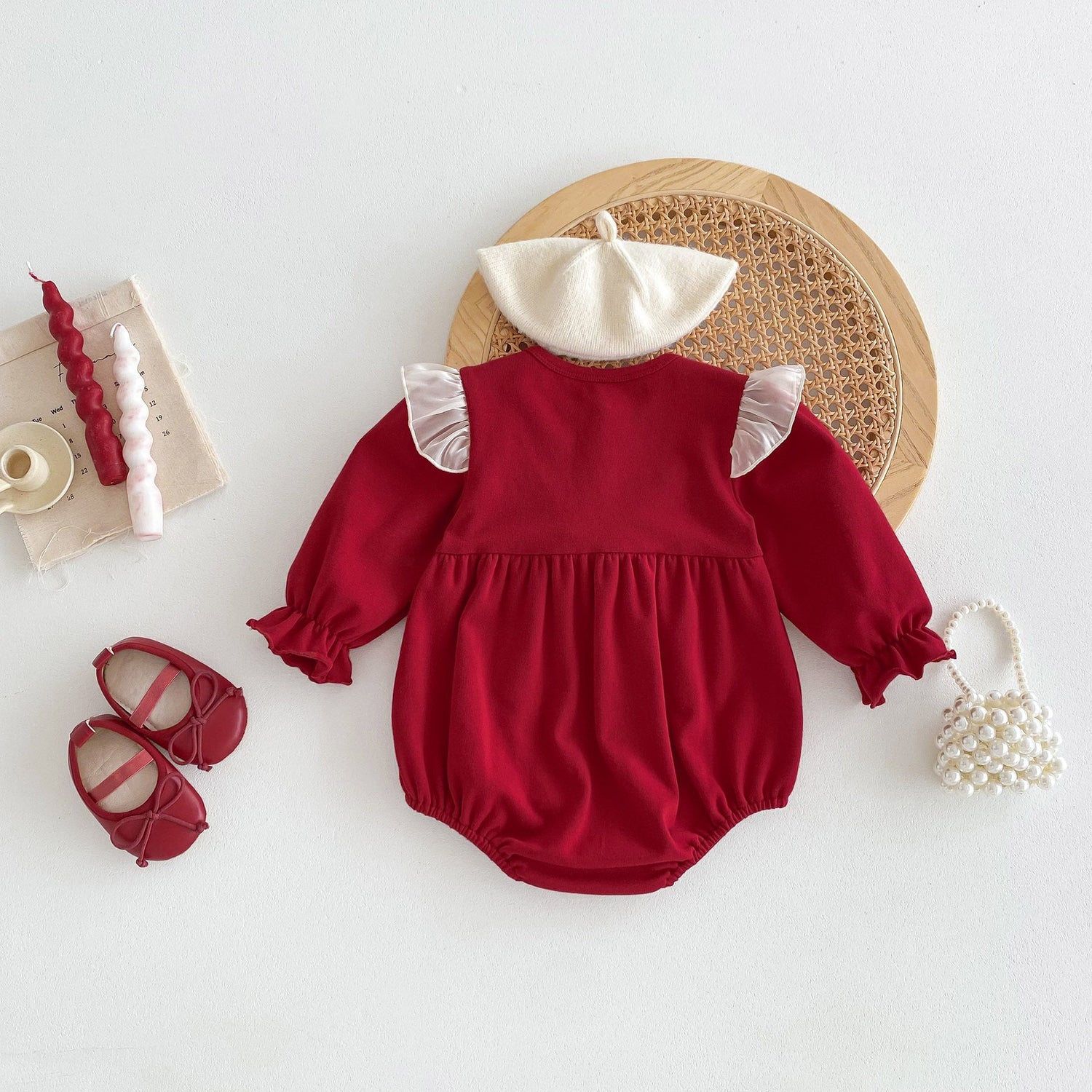 New Arrival Baby Girls Spring Long Sleeves Onesie With Bow-1