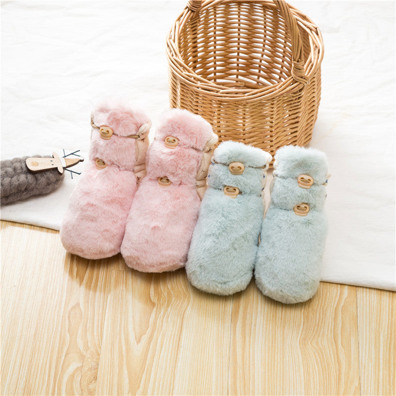 Newborn Baby Solid Color Plush Warm Shoes Outfits In Autumn &amp; Winter-9