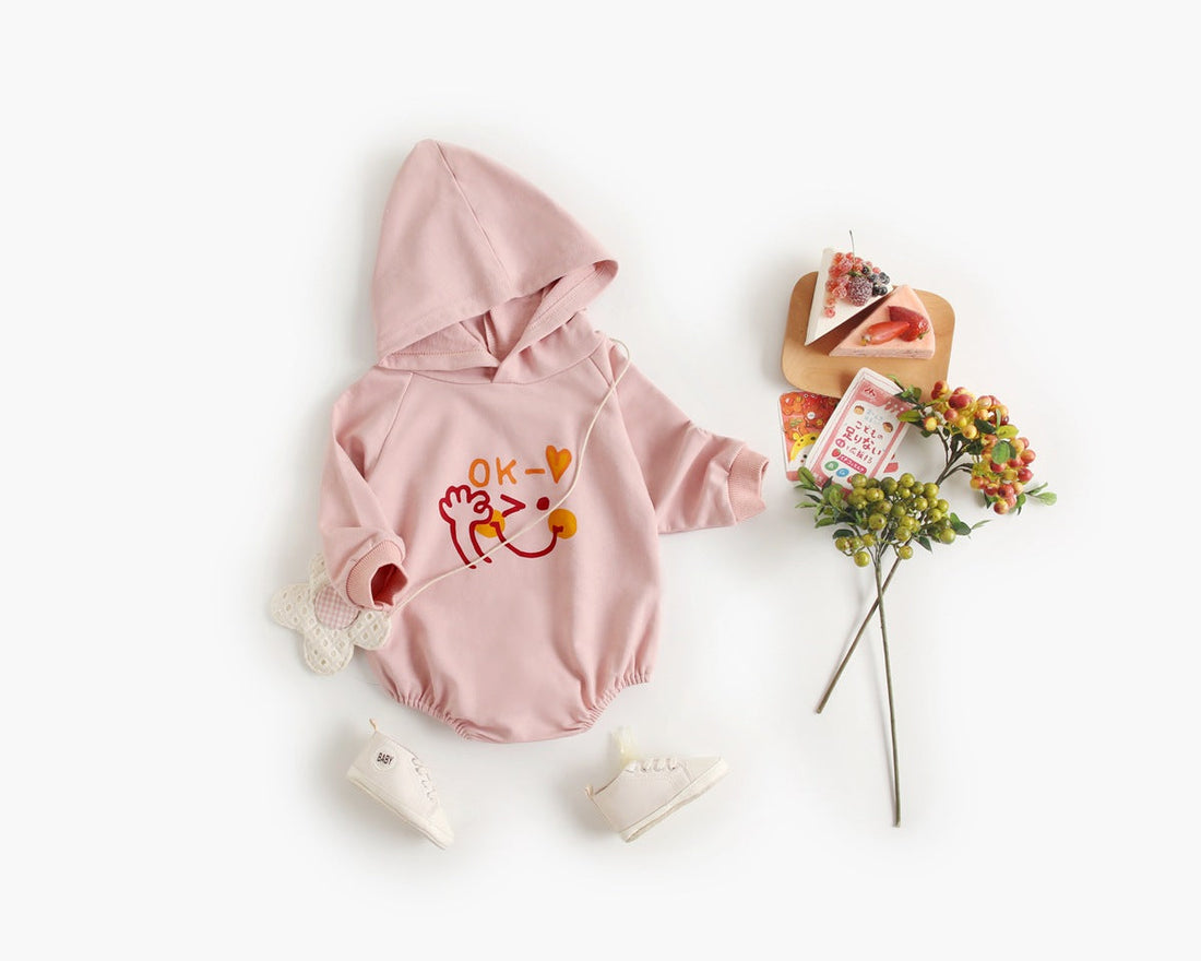 Baby Girl 1pcs Cartoon Pattern Long Sleeved Funny Onesies With Hat-1