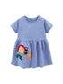 Spring And Summer Baby Girls Short Sleeves Rainbow Insect Polka Dot Dress-0