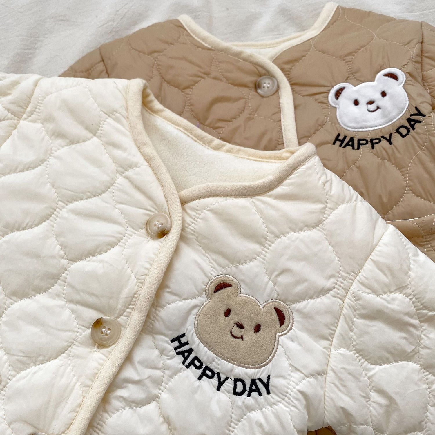 Baby Unisex Little Bear Head Thick Warm Long Sleeve Top Combo Pant Two Pieces Sets-3