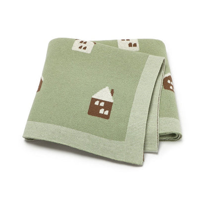 Hot Selling: Spring/Summer New Arrival Knitted Cute Little House Soft Baby Blanket, Perfect For Newborn Boys And Girls-0