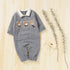 Baby Cartoon Bear Pattern Lapel Design Knitted Romper-1