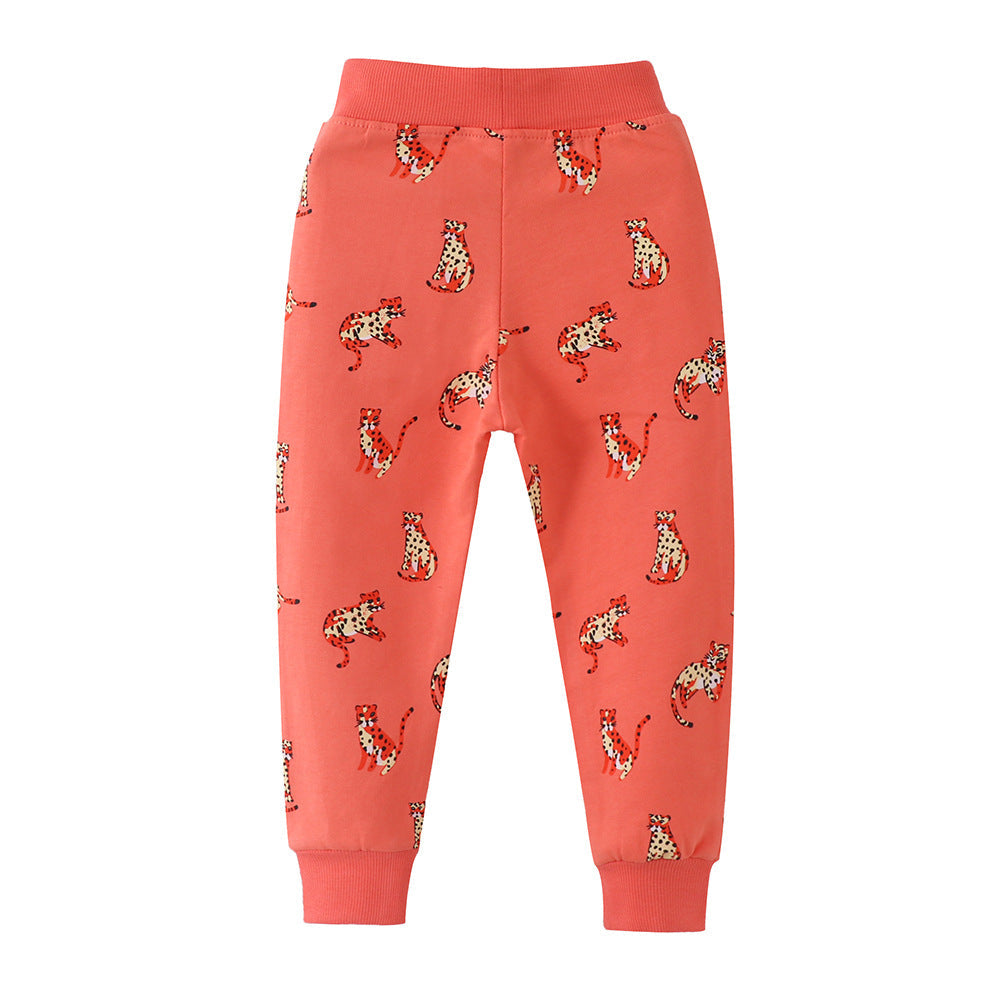 Baby Boy Cartoon Animal Pattern Soft Cotton Trousers-1