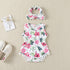 Baby Girl Printed Patterns Lace Design Sleeveless Onesie With Headband-1