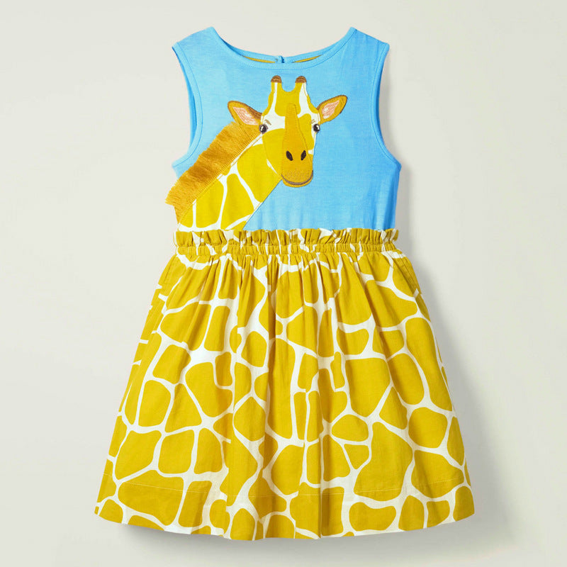 Spring Baby Girls Sleeveless Animals Design Dress-1