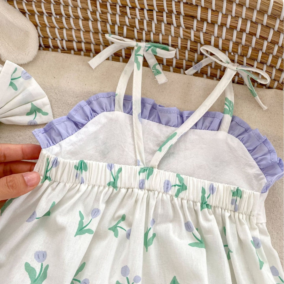 Summer Hot Selling Baby Girls Floral Pattern Sleeveless Strap Onesies-1