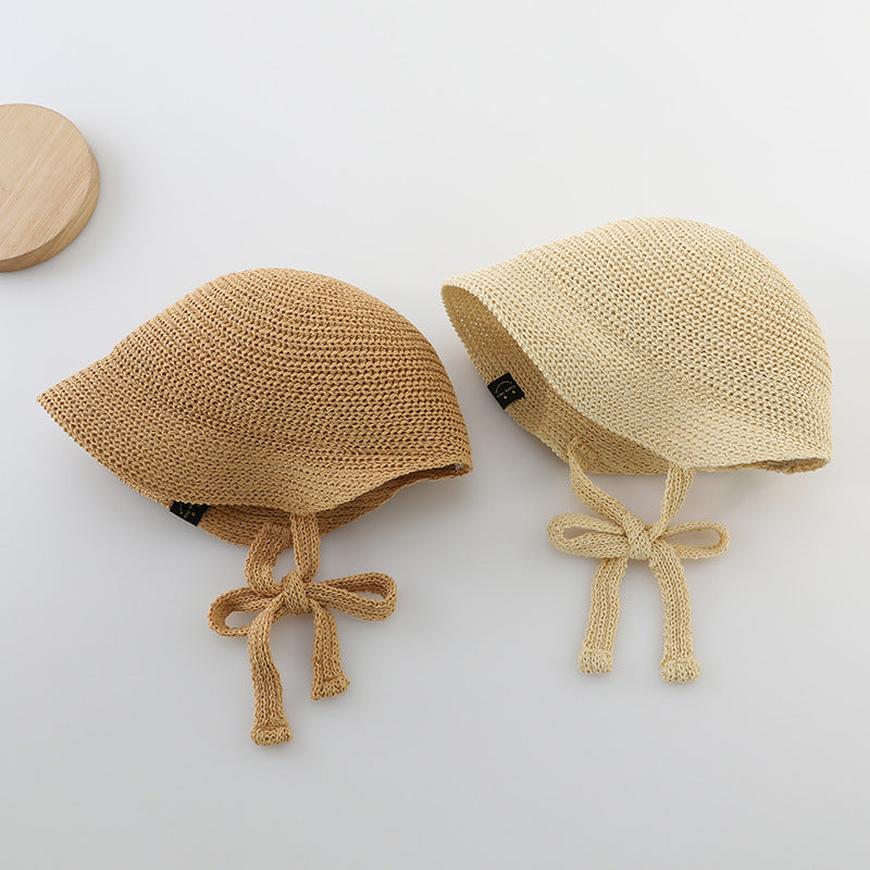 Summer Trendy Straw Hat For Girls, Baby Girl Sun Hat, Thin And Hollowed-Out Design Fisherman Hat-0